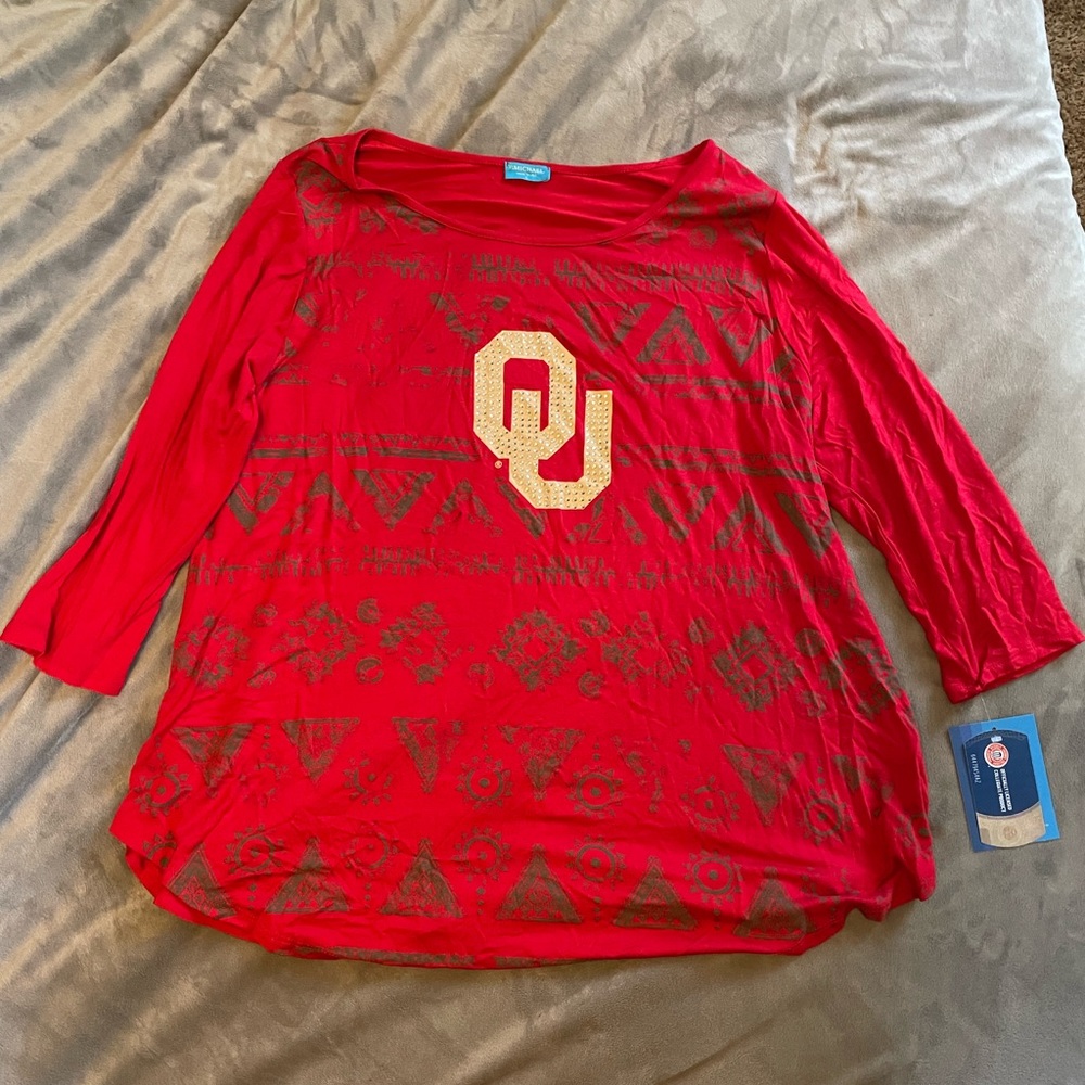 Red OU 3/4 shirt
